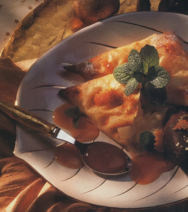 Croustillants de poires tièdes, ganache au thé
