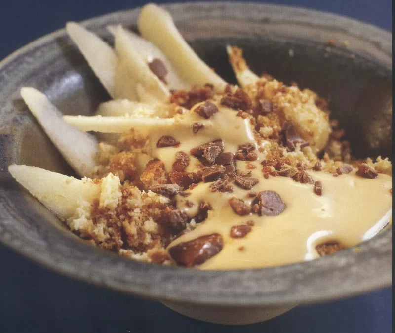 Poires caramel, mascarpone et sirop d'érable