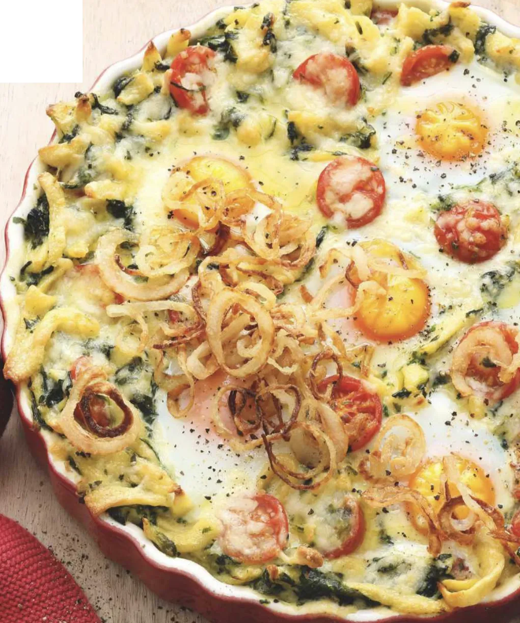 Spaetzles en gratin d'épinards et tomme de brebis